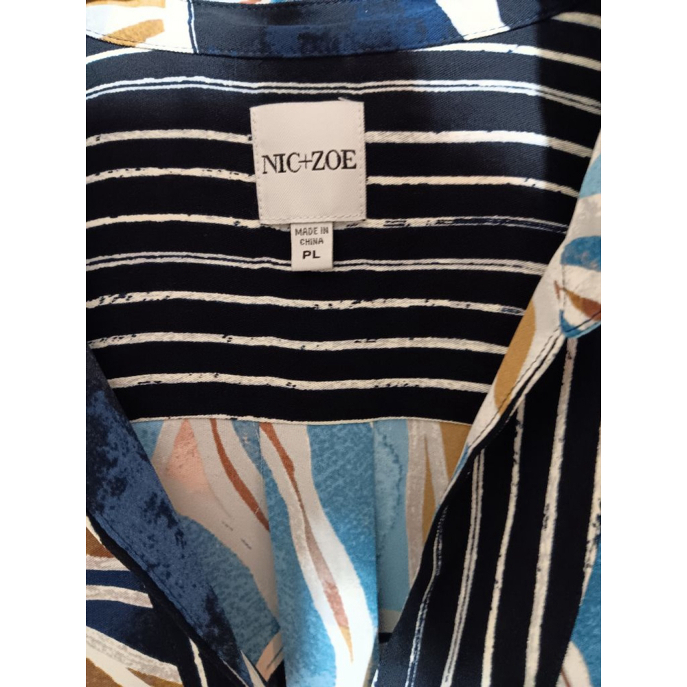 Nic + Zoe Sapphire Shades Shirt Button Up Print Bold Pinstripe Down Front & Cuff - Picture 11 of 12
